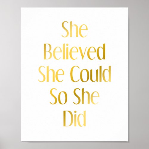 She Believed She Could Inspirational Quote Poster