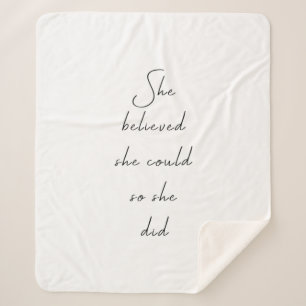 She Believed She Could Inspirational Quote Sherpa Blanket