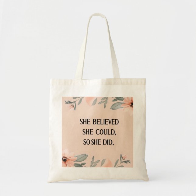 She believed she could inspirational shopping tote bag (Front)