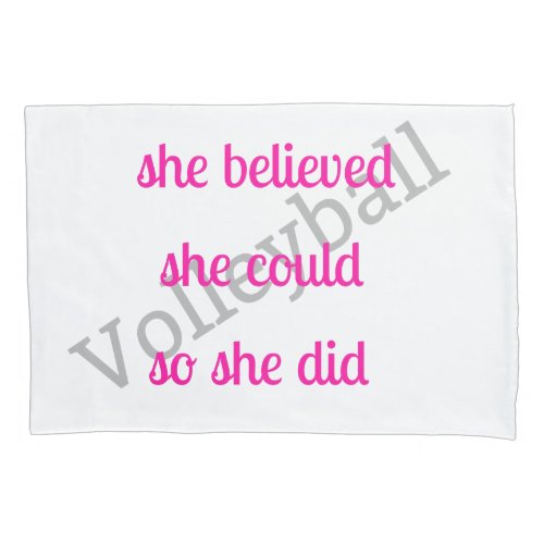 She Believed She Could Monogram Volleyball Pillow Case