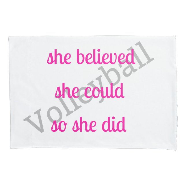 She Believed She Could Monogram Volleyball Pillow Case (Front)