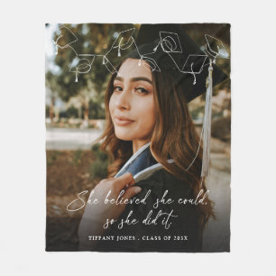 She Believed She Could Photo Graduation Fleece Blanket