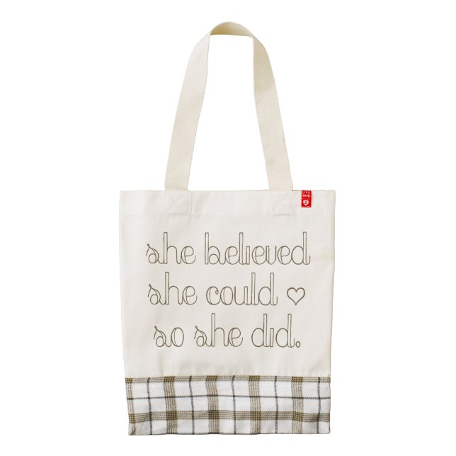She Believed She Could Quote | HEART Tote Bag (Back)