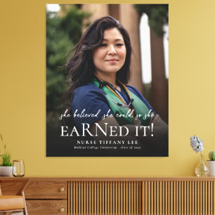 She Believed She Could RN Nurse Photo Graduation Canvas Print