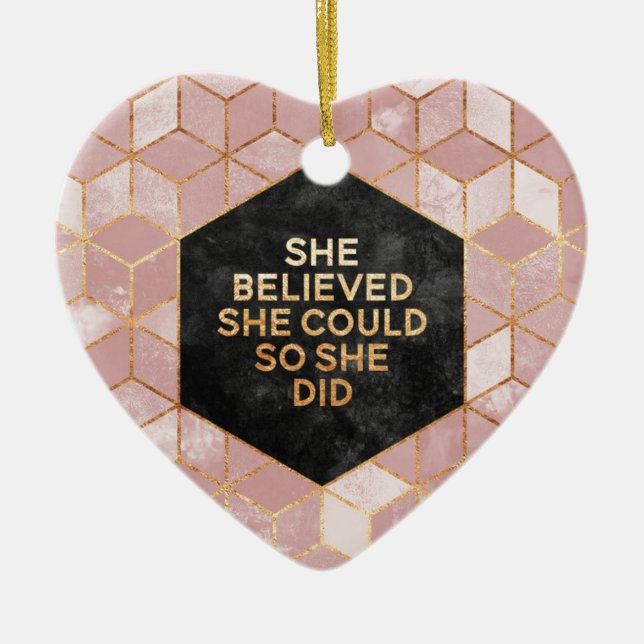 She Believed She Could So She Did Ceramic Ornament (Front)