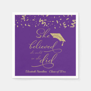 She Believed She Could So She Did Grad Party Napk Napkins