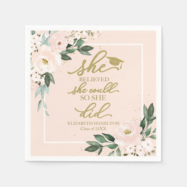 She Believed She Could So She Did Grad Party Napkins (Front)