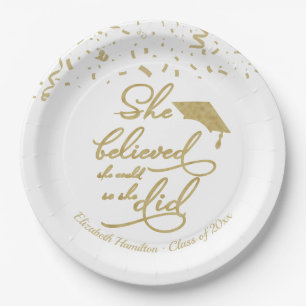 She Believed She Could So She Did Grad Party Paper Plates