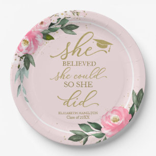 She Believed She Could So She Did Grad Party Paper Plates