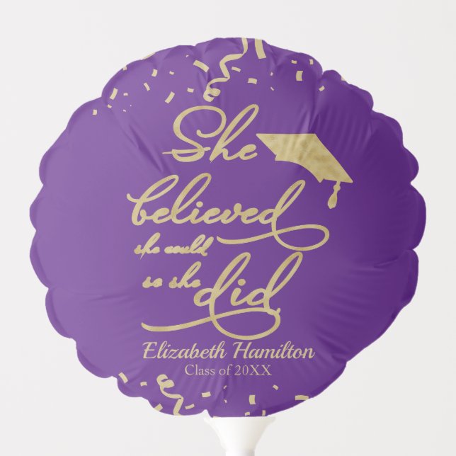 She Believed She Could So She Did Grad Purple Balloon (Front)