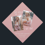 She believed she could so she did  graduation cap<br><div class="desc">She believed she could so she did graduation geometric multi photo typography graduation topper. Featuring bold typography and on trend script text. Geometric background color can be altered. Congrats to the grad,  class of 20xx also available. Change the colour to suit your style.</div>