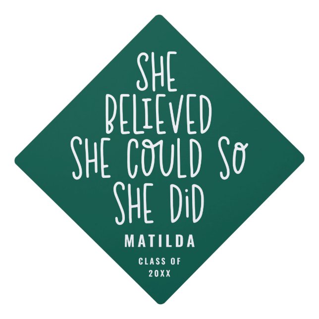 She believed she could so she did graduation cap topper (Front)