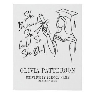 She Believed She Could So She Did Graduation Faux Canvas Print