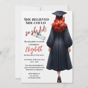 She Believed She Could So She Did Graduation Invitation