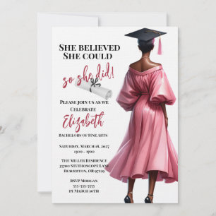 She Believed She Could So She Did Graduation Invitation