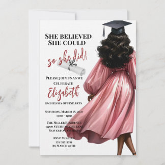 She Believed She Could So She Did Graduation Invitation