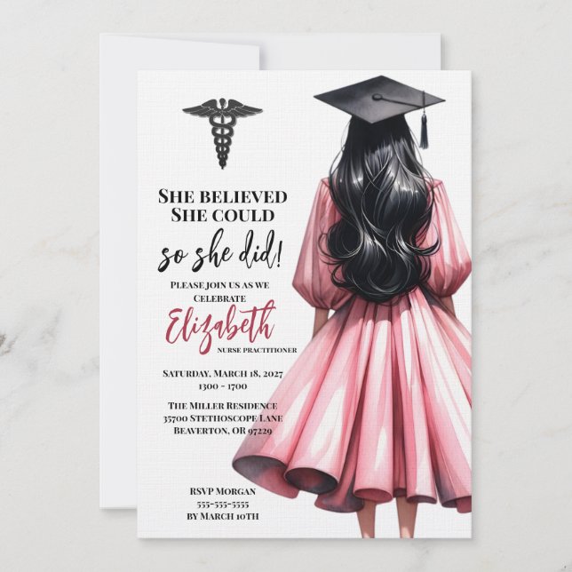 She Believed She Could So She Did Graduation Invitation (Front)