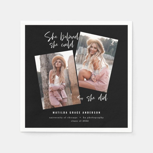 She believed she could so she did graduation  napkins (Front)