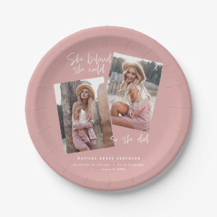 She believed she could so she did graduation  pape paper plates