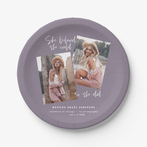 She believed she could so she did graduation  pape paper plates