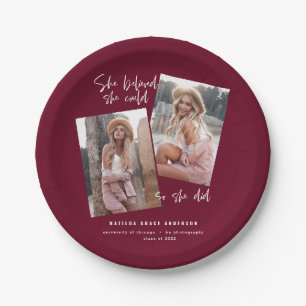 She believed she could so she did graduation pape paper plates