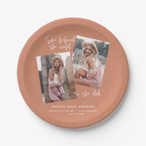 She believed she could so she did graduation  pape paper plates