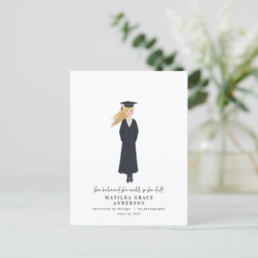 She believed she could so she did graduation party invitation postcard ...