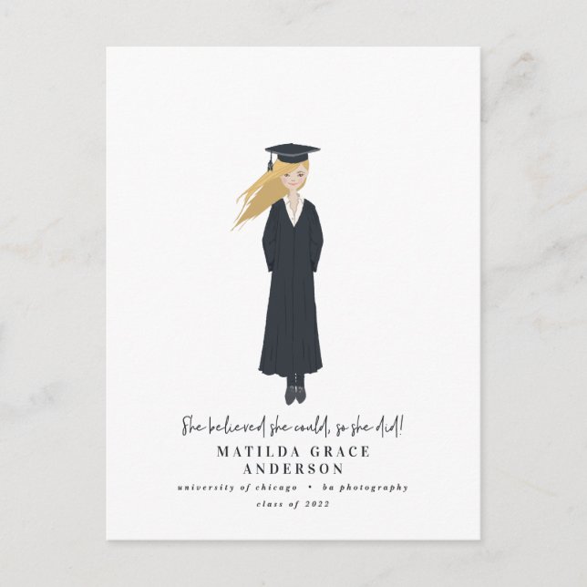 She believed she could so she did graduation party invitation postcard (Front)