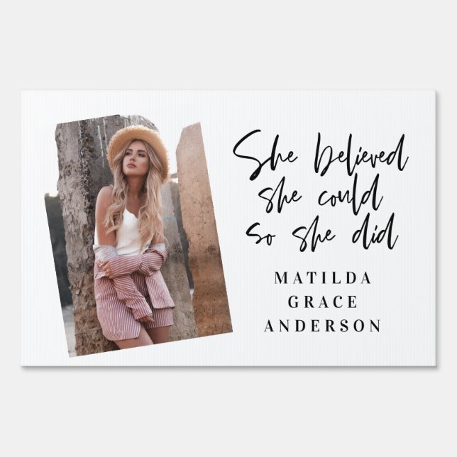She believed she could so she did graduation party sign (Front)