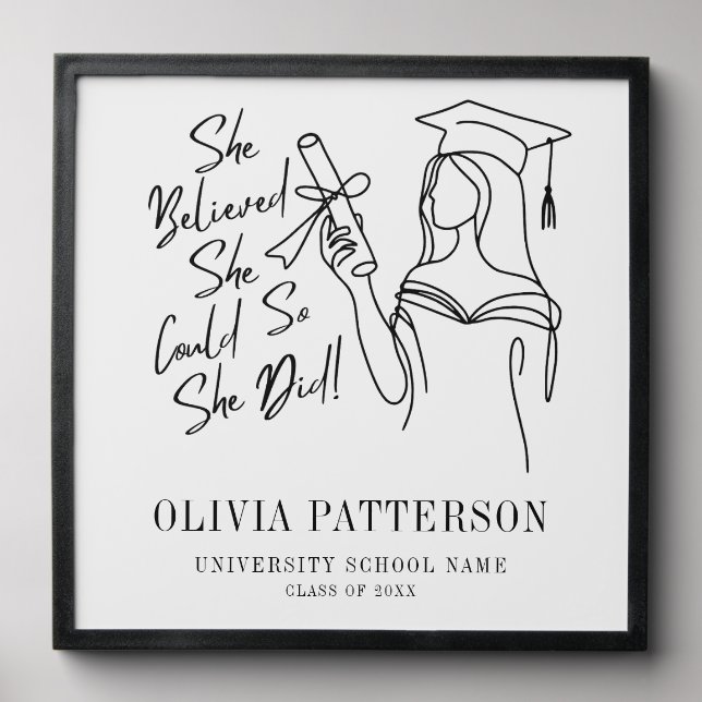 She Believed She Could So She Did Graduation Peel And Stick Photo Tile (Front Set)