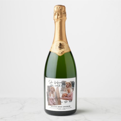 She believed she could so she did graduation sparkling wine label