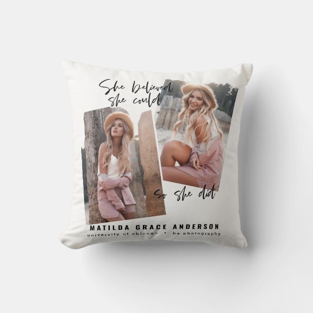 She believed she could so she did graduation throw pillow (Front)