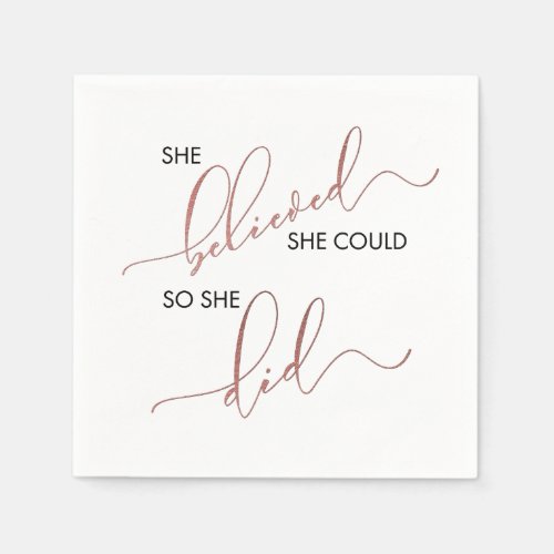 She Believed She Could So She Did Inspiring Quote Napkins