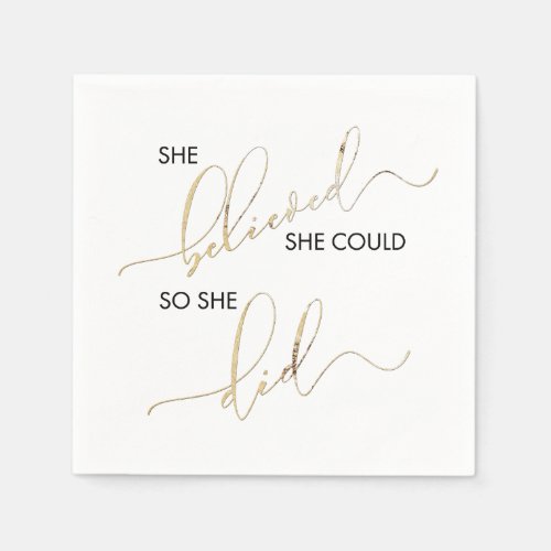 She Believed She Could So She Did Inspiring Quote Napkins