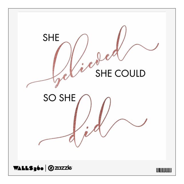 She Believed She Could So She Did Inspiring Quote Wall Decal (Front)