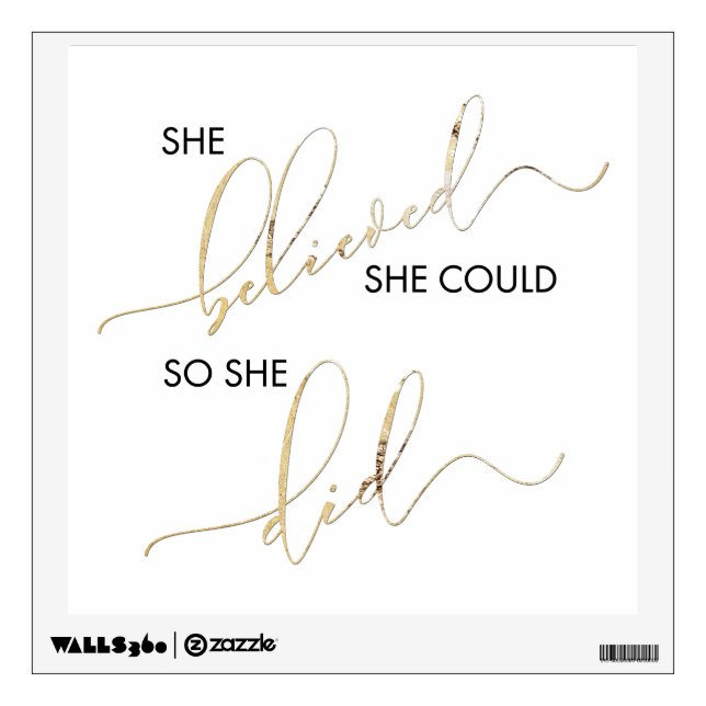 She Believed She Could So She Did Inspiring Quote Wall Sticker (Front)