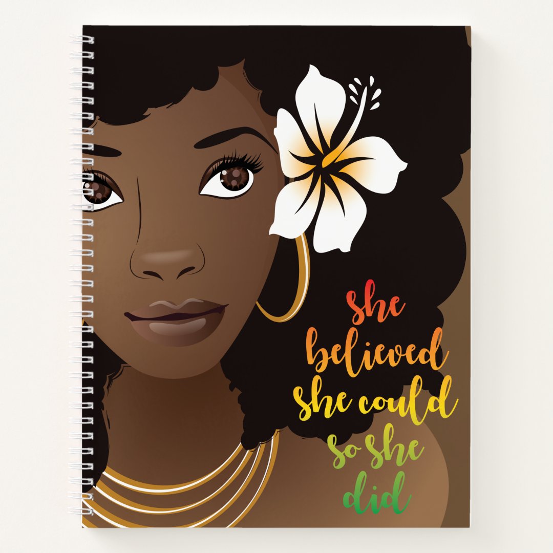 She Believed She Could So She Did, Natural Hair Notebook | Zazzle