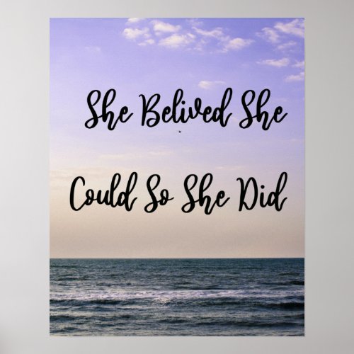 She Believed She Could So She Did Ocean Motivation Poster