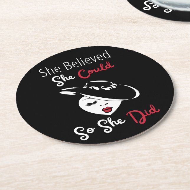 She Believed She Could So She Did Paper Coaster (Angled)