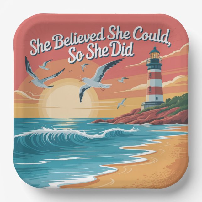 She Believed She Could, So She Did Paper Plates (Front)