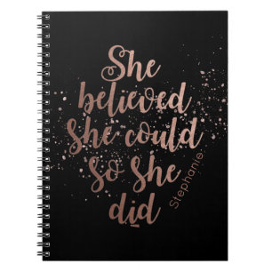 "She Believed She Could So She Did" Personalized Notebook