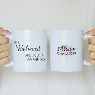 She Believed She Could So She Did Pink Rose Mug