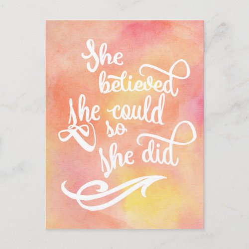 She Believed She Could So She Did Postcard