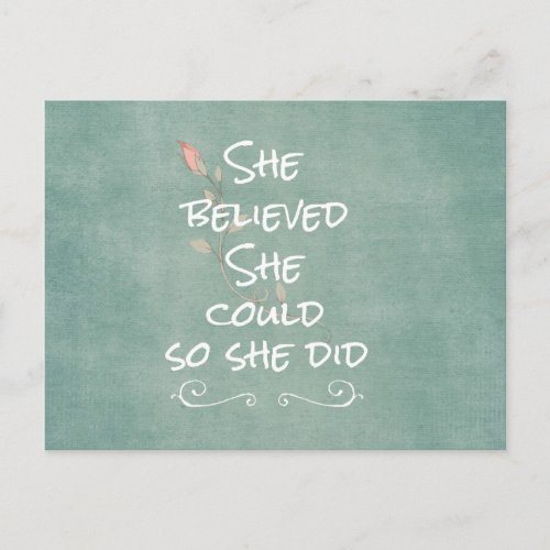 She Believed she Could so She Did Quote Postcard