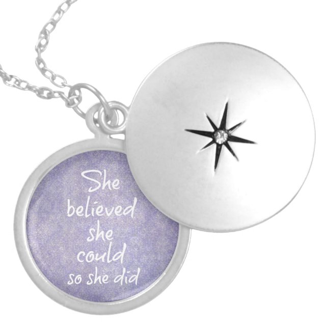 She Believed she Could so She Did Quote Silver Plated Necklace (Front)