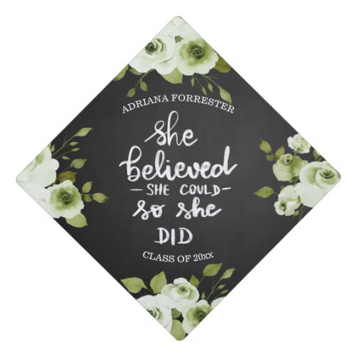 She Believed She Could So She Did  Script Graduation Cap Topper