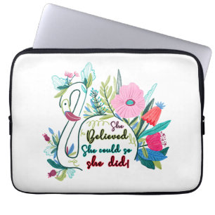 She Believed She Could So She Did Swan with Flower Laptop Sleeve
