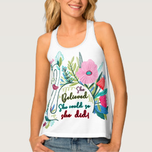 She Believed She Could So She Did Swan with Flower Tank Top