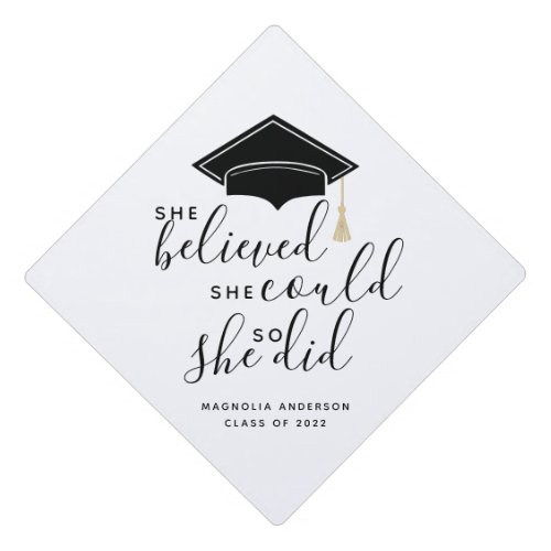 She Believed She Could So She Did  Tassel Graduat Graduation Cap Topper