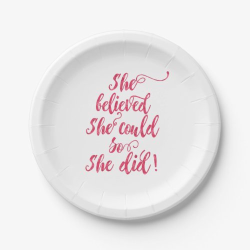 She Believed She Could So She Did Womens Feminist Paper Plates